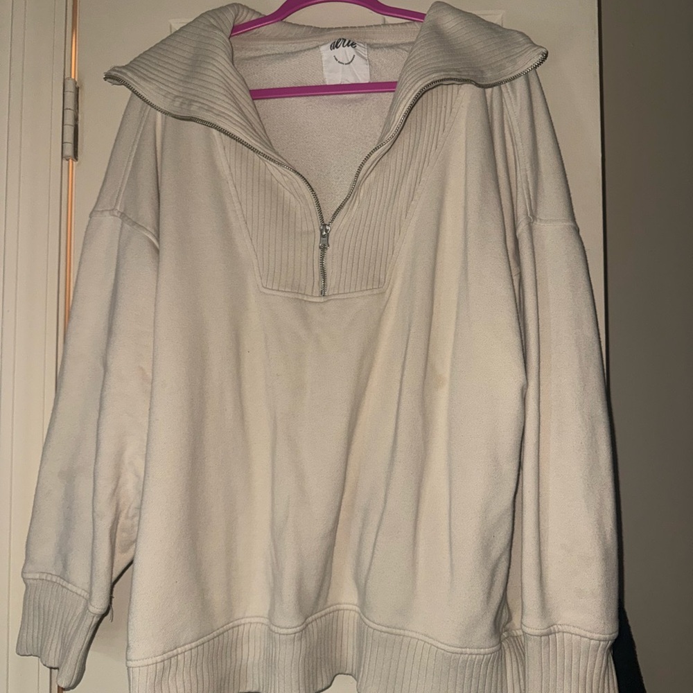 Aerie Cream Cowl Neck Sweater with Zipper